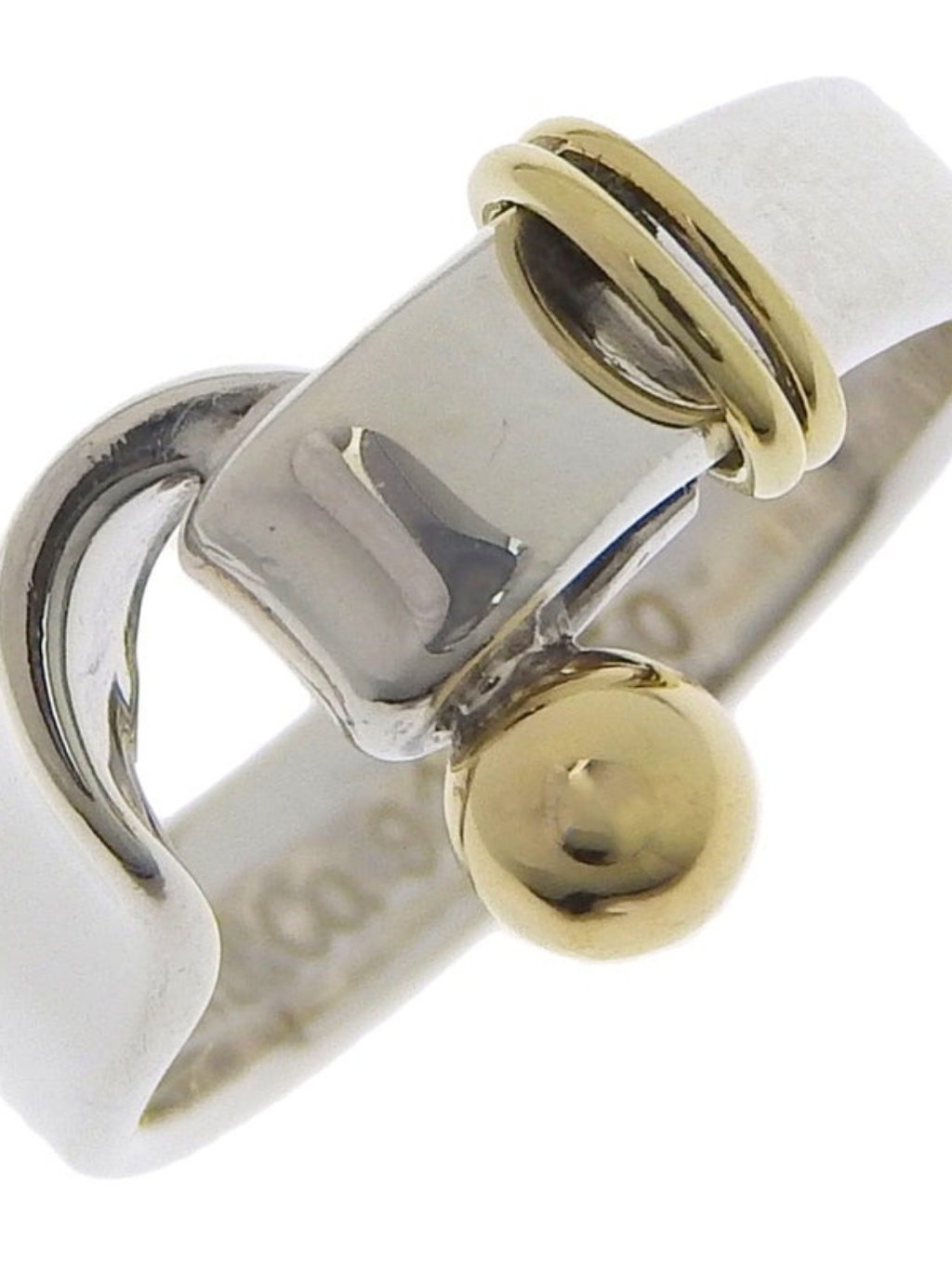 Tiffany & Co Silver 18k Yellow Gold Knot Hook Eye Ring Size M 1/2uk, 6us, 53eu